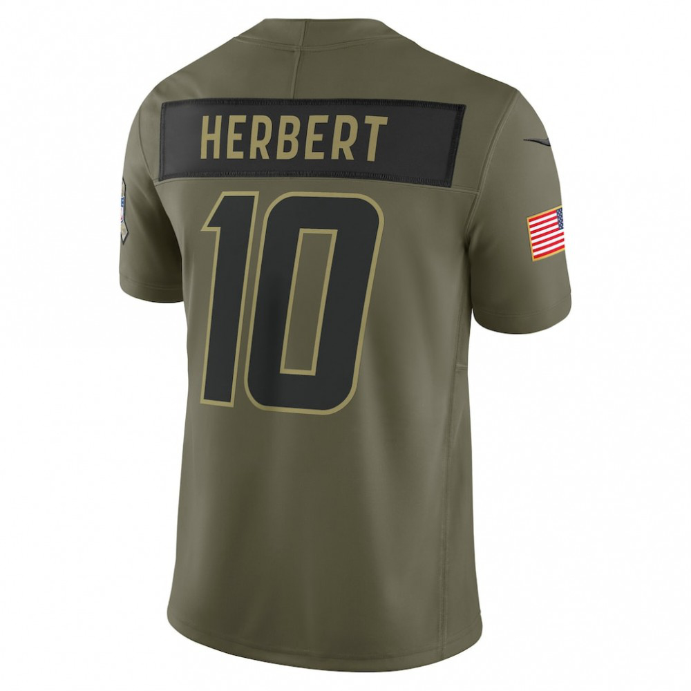 Justin Herbert Los Angeles Chargers Nike 2025 Salute to Service Limited Jersey - Olive-GridironStore